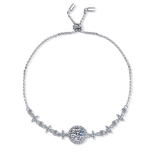 hesy® 1ct Moissanite 925 Silver Platinum Plated Adjustable Round-shape Bracelet B4724