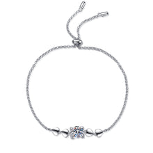 hesy® 1ct Moissanite 925 Silver Platinum Plated Adjustable Four Prong Heart-shape Bracelet B4734