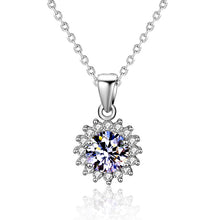 hesy®1ct Moissanite 925 Silver Platinum Plated&Zirconia Sunflower Necklace B4627