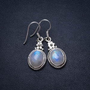 Natural Rainbow Moonstone Handmade Unique 925 Sterling Silver Earrings 1 1/4" T3013