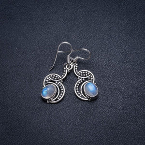 Natural Rainbow Moonstone Handmade Mexican 925 Sterling Silver Earrings 1 1/4" T5096
