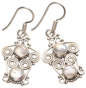 Natural Rainbow Moonstone Handmade Mexican 925 Sterling Silver Earrings 1 1/4" T5231
