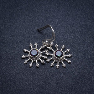 Natural Mystical Topaz Handmade Boho 925 Sterling Silver Earrings 1" T3889
