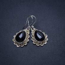 Natural Black Onyx Handmade Vintage 925 Sterling Silver Earrings 1 1/2" T4870