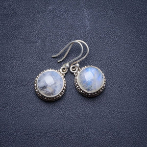 Natural Rainbow Moonstone Handmade Unique 925 Sterling Silver Earrings 1.25" X4191