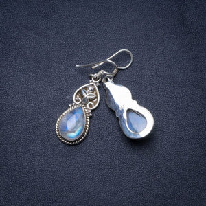 Natural Rainbow Moonstone Handmade Unique 925 Sterling Silver Earrings 1.5" X4845