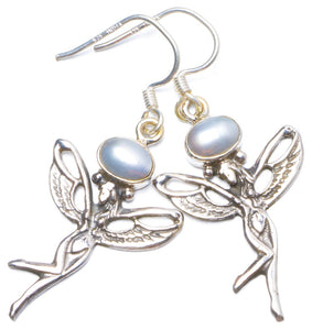 Natural River Pearl Handmade Unique 925 Sterling Silver Earrings 1.5" Y0234