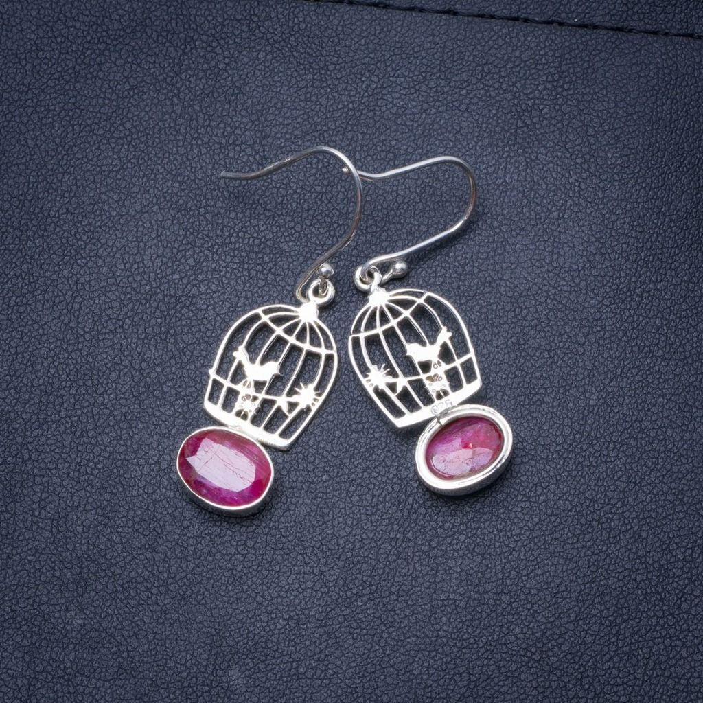 Natural Handmade Unique 925 Sterling Silver Earrings 1.5