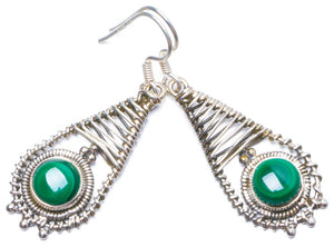 Natural Malachite Handmade Unique 925 Sterling Silver Earrings 1.75" Y0771