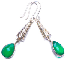 Natural Chrysoprase Handmade Unique 925 Sterling Silver Earrings 2" Y1149