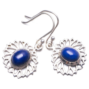 Natural Lapis Lazuli Handmade Unique 925 Sterling Silver Earrings 1.25" Y2976