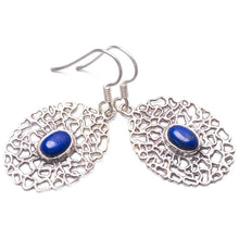 Natural Lapis Lazuli Handmade Unique 925 Sterling Silver Earrings 1.5" Y3652