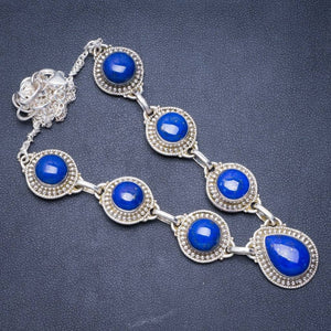 Natural Lapis Lazuli Handmade Unique 925 Sterling Silver Necklace 18+2" Y5513