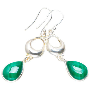 Natural Malachite Handmade Unique 925 Sterling Silver Earrings 2" A1414