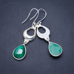 Natural Malachite Handmade Unique 925 Sterling Silver Earrings 2" A1414