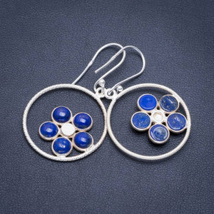 Natural Lapis Lazuli Handmade Unique 925 Sterling Silver Earrings 1.75" A2090