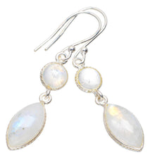 Natural Rainbow Moonstone Handmade Unique 925 Sterling Silver Earrings 1.75" A2110