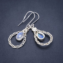 Natural Rainbow Moonstone Handmade Unique 925 Sterling Silver Earrings 1.75" A2415