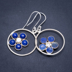 Natural Lapis Lazuli Handmade Unique 925 Sterling Silver Earrings 1.75" A2554