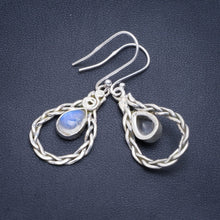 Natural Rainbow Moonstone Handmade Unique 925 Sterling Silver Earrings 1.75" A2229