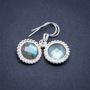 Natural Blue Fire Labradorite Handmade Unique 925 Sterling Silver Earrings 1.25" A2318