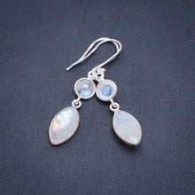 Natural Rainbow Moonstone Handmade Unique 925 Sterling Silver Earrings 1.75" A2334