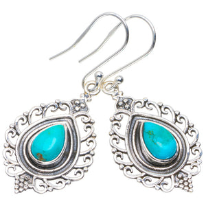 Natural Turquoise Handmade Unique 925 Sterling Silver Earrings 1.75" A2352