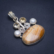 Natural Picture Jasper,River Pearl and Citrine Handmade Unique 925 Sterling Silver Pendant 1.5" B3052