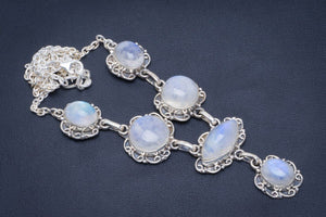 Natural Rainbow Moonstone Handmade Unique 925 Sterling Silver Necklace 17-17.5" B4349
