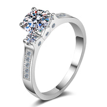hesy®0.8ct Moissanite 925 Silver Platinum Plated&Zirconia Crown-Shape Ring B4564