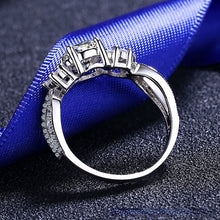 hesy®0.8ct Moissanite 925 Silver Platinum Plated&Zirconia Wedding Ring B4563