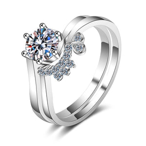 StarGems 0.8ct Moissanite 925 Silver Platinum Plated&Zirconia Double Row Twisted Band Ring B4760