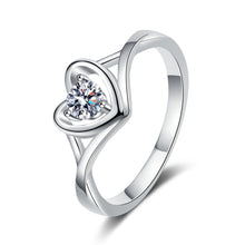 hesy®0.3ct Moissanite 925 Silver Platinum Plated Hollow out Heart-Shape Ring B4547
