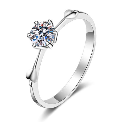 hesy®0.5ct Moissanite 925 Silver Platinum Plated Double Heart-shape Ring B4528