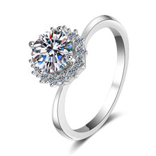 hesy®1ct Moissanite 925 Silver Platinum Plated&Zirconia Surrounded Crown-shape Ring B4483