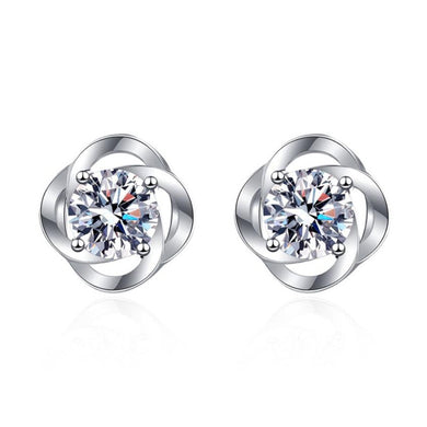 hesy®0.5ct Moissanite 925 Silver Platinum Plated Four-leaf Clover Stud B4687