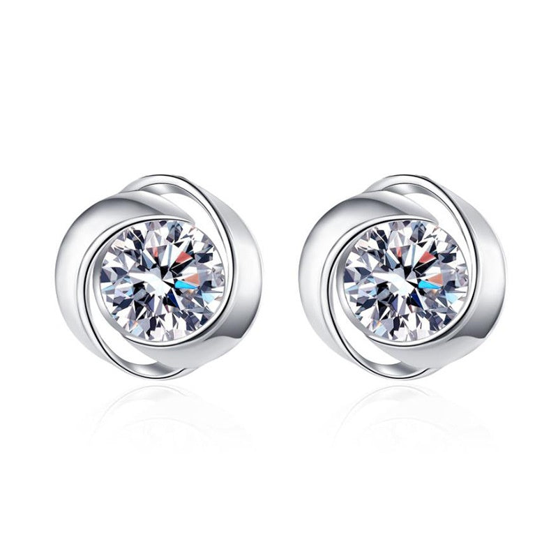 hesy®0.5ct Moissanite 925 Silver Platinum Plated Four-leaf Clover Stud B4686