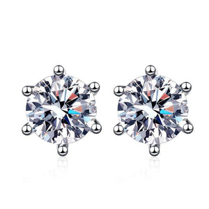 hesy®0.5ct Moissanite 925 Silver Platinum Plated Six-Prong Classical Stud B4681