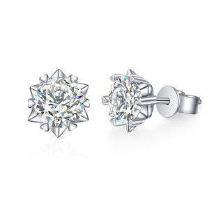 hesy® 0.5ct Moissanite 925 Silver Platinum Plated Six-Prong Heart Surrounded Stud B4665