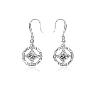 hesy® 0.5ct Moissanite 925 Silver Platinum Plated&Zirconia Copper Coins Drop Earrings B4655