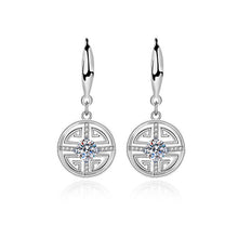 hesy® 0.5ct Moissanite 925 Silver Platinum Plated&Zirconia Copper Coins Drop Earrings B4653