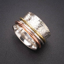 StarGems Natural Spinning Three Tones Triple-Layer Handmade 925 Sterling Silver Ring 7 A4590-6