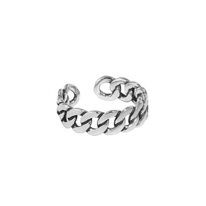 hesy® Antique Finish Chain Adjustable Handmade 925 Sterling Silver Ring 7.75 C2350