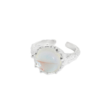 hesy® Synthetic Moonstone Micropaved Band Adjustable Handmade 925 Sterling Silver Ring 6.25 C2354