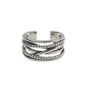 hesy® Multi-Layer Winding Twisted Adjustable Handmade 925 Sterling Silver Ring 6.75 C2356
