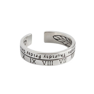 hesy® Roman Numeral Adjustable Handmade 925 Sterling Silver Ring 7.25 C2358