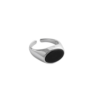 hesy® Geometric Black Onyx Adjustable Handmade 925 Sterling Silver Ring 6.25 C2362