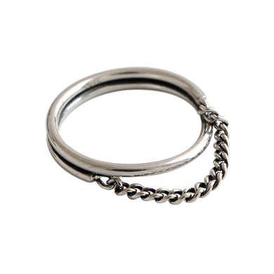 hesy® Chain Adjustable Handmade 925 Sterling Silver Ring 6.75 C2367