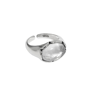 hesy® Antique Finish Microset Crystal Adjustable Handmade 925 Sterling Silver Ring 5.75 C2372