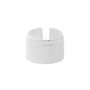 hesy® Bandage Design Texture Adjustable Handmade 925 Sterling Silver Ring 7.25 C2382